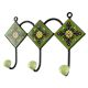 Ceramic Floral Tile Hook in Pea Green